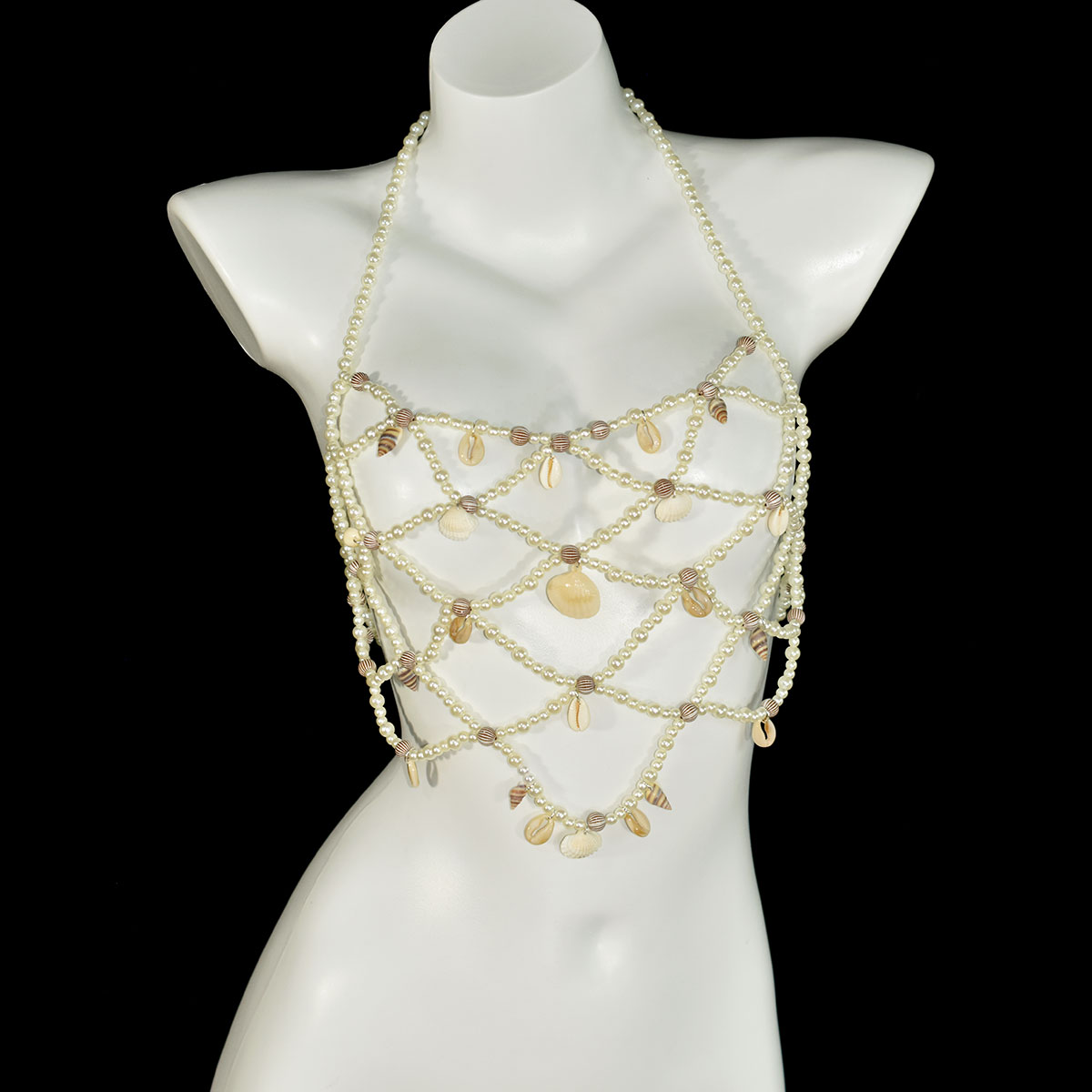 Body Jewelry Bra - 패션 모조 진주 브라 허리 스커트