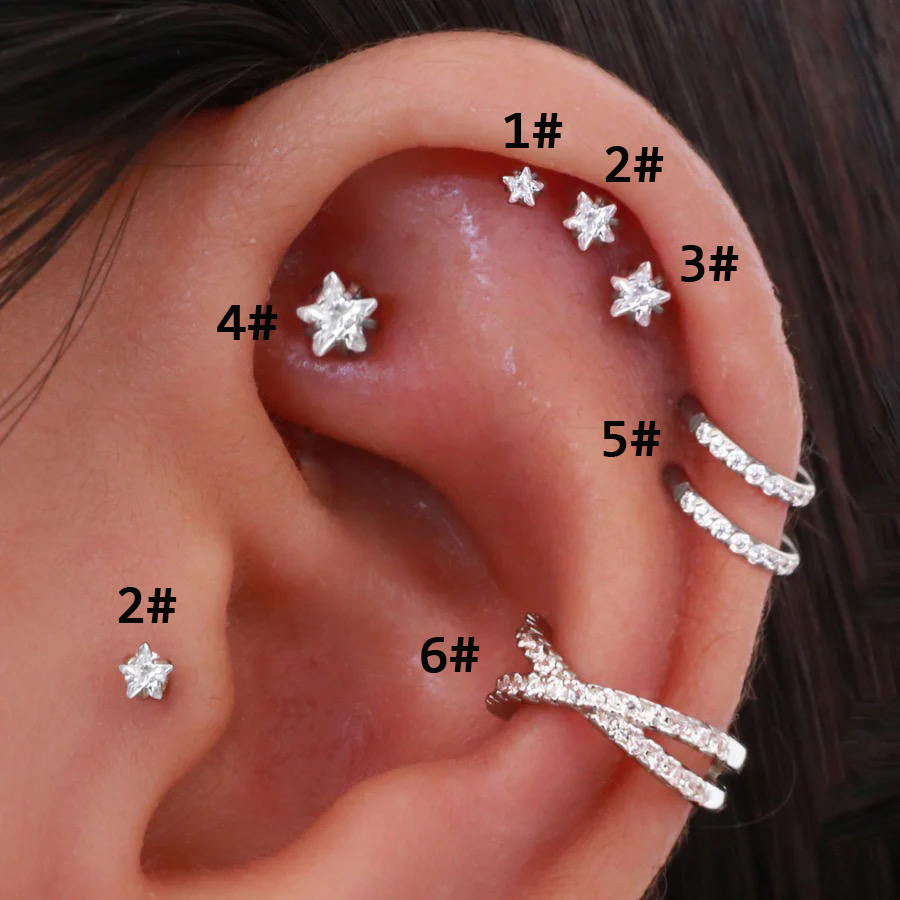 Body Jewelry Trend - 헬릭스 피어싱 스타 귀걸이 여성 1pc