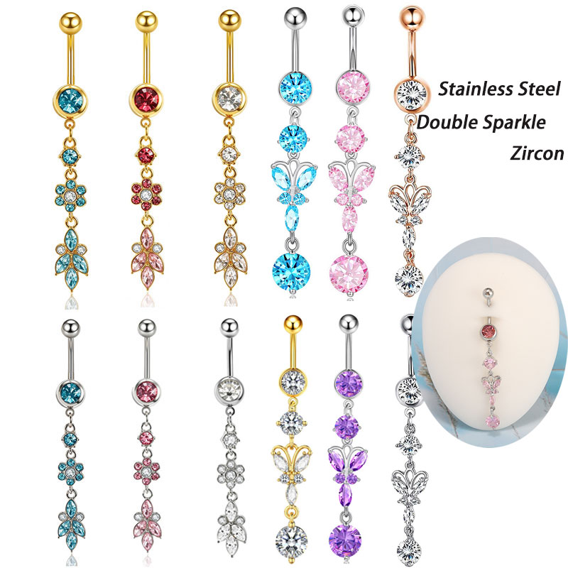 Body Jewelry Co - 1개 믹스 스타일 댕글 배꼽 링