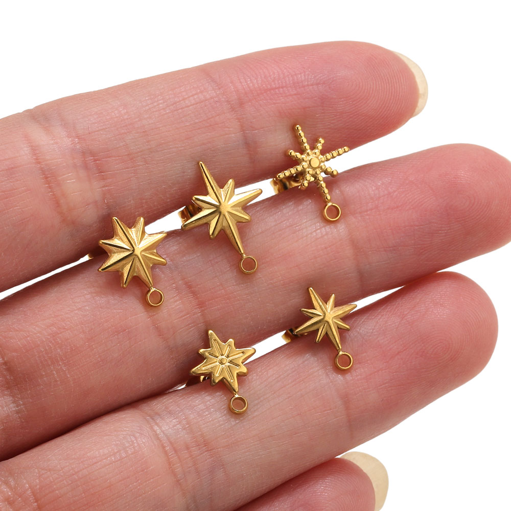 Body Jewelry Tool - 6개 스테인리스 스틸 별 모양 귀걸이