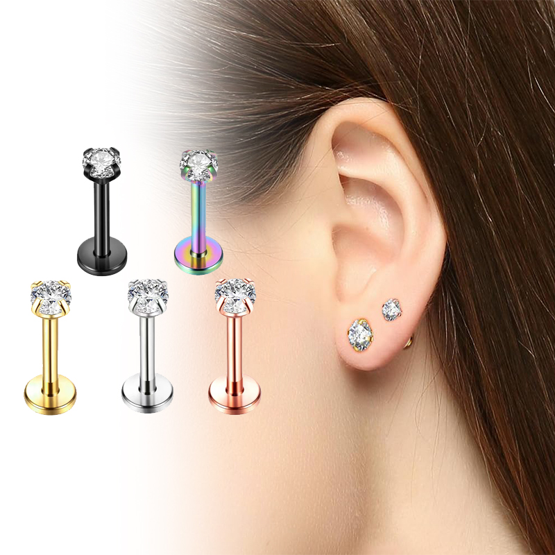 16G 티타늄 내부 나사산 플랫 백 큐빅 지르코니아 스 - Body Jewelry Titanium 리뷰 및 가격