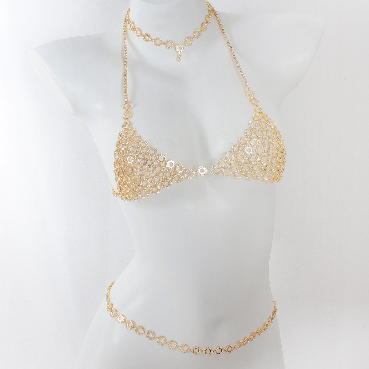 세련된 원형 스플라이싱 라이트 럭셔리 스타일 라인스톤  - Body Jewelry Bra 리뷰 및 가격
