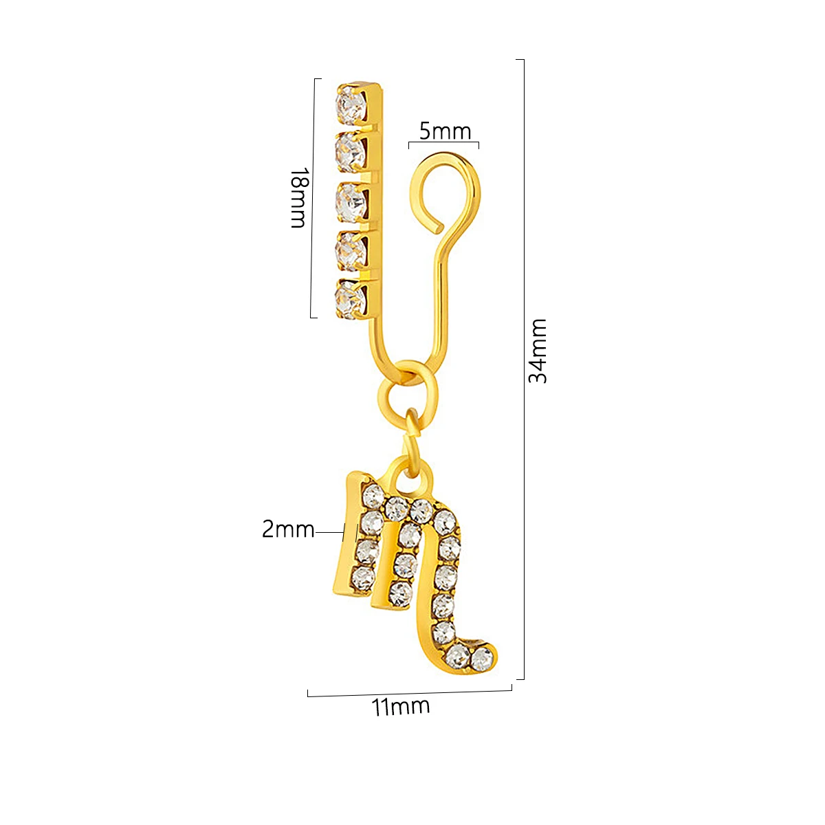 금속 지르콘 12 조디악 이어 클립, 비 천공 가짜 코 - Body Jewelry And Earrings 리뷰 및 가격