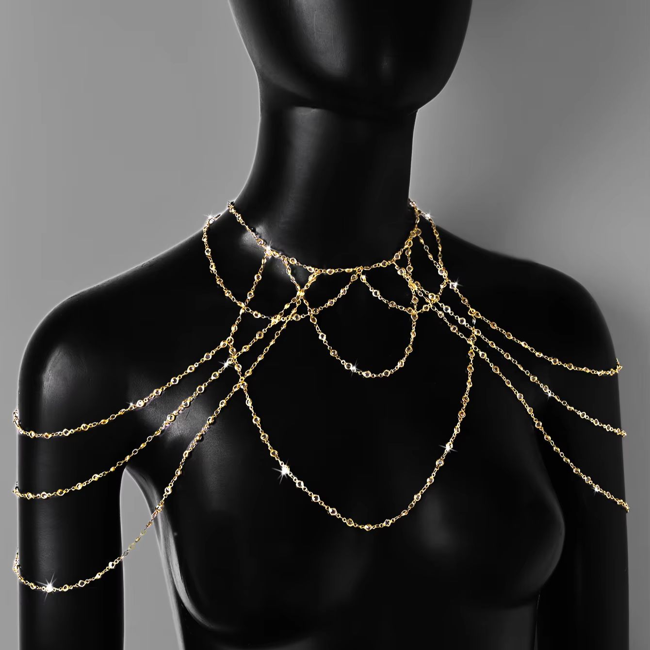 골드 실버 도금 멀티 레이어 CZ 바디 체인, 여성용  - Body Jewelry Bra 리뷰 및 가격