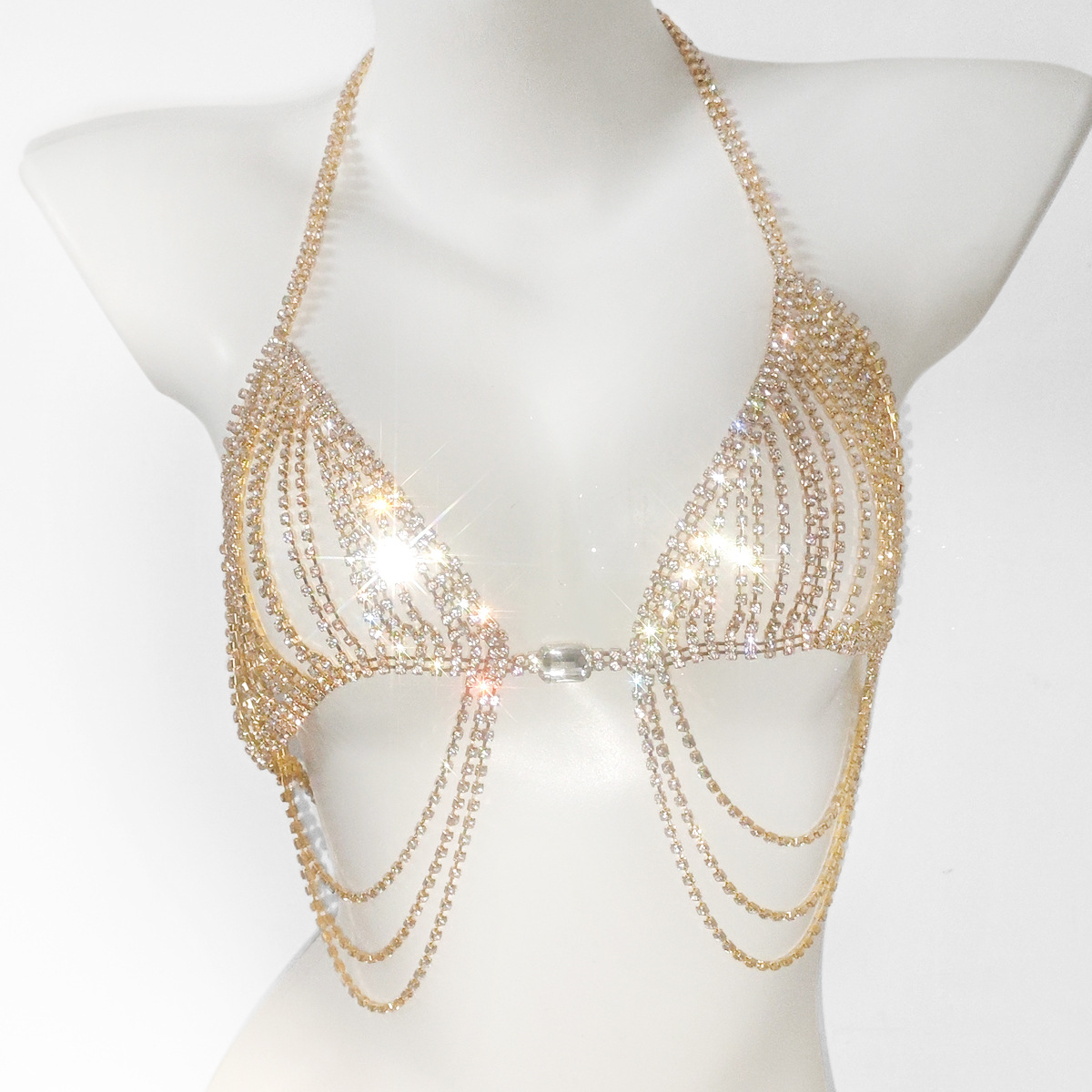 여성용 섹시한 라인스톤 브라 언더팬츠 투피스 세트, 세 - Body Jewelry Bra 리뷰 및 가격