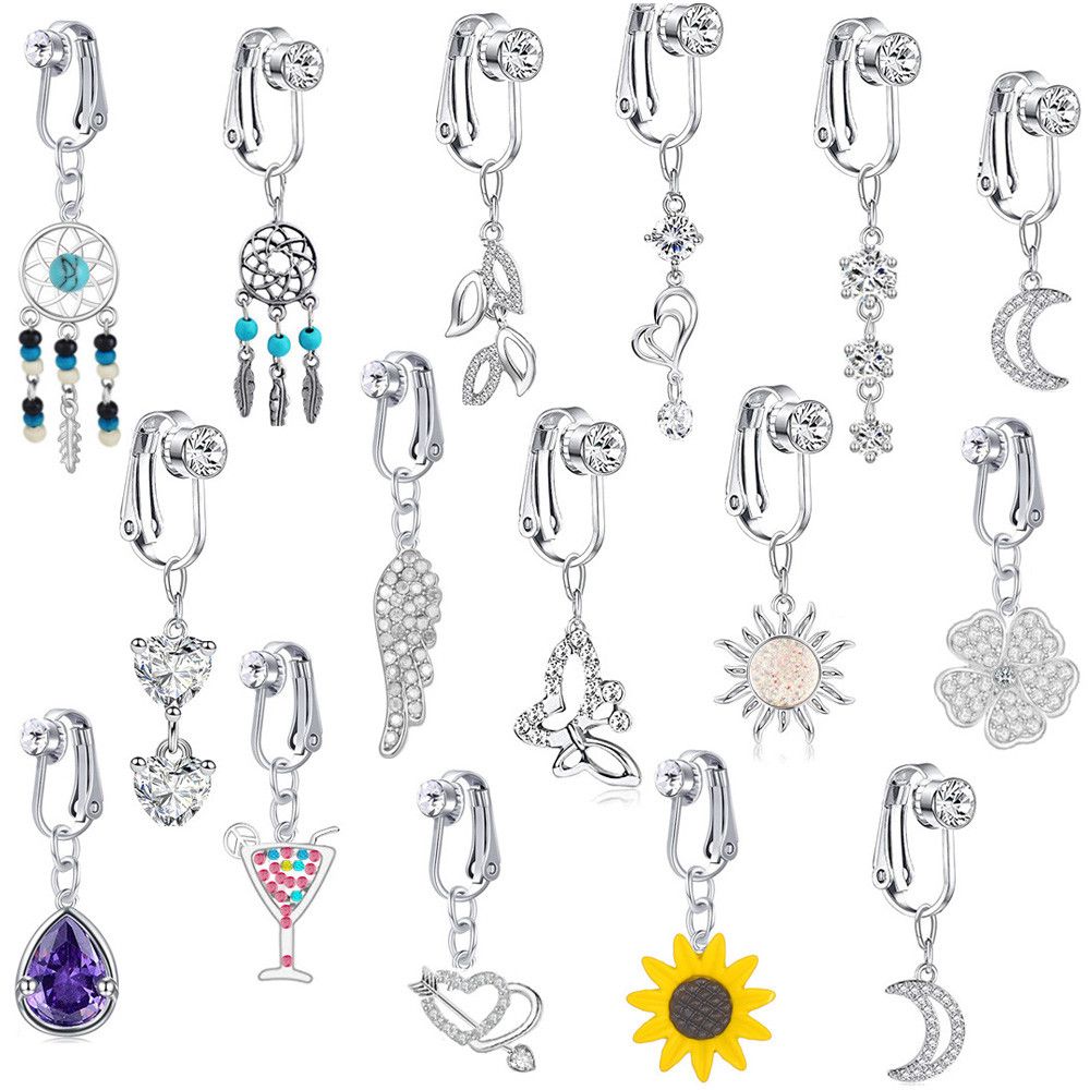 가짜 배꼽 나비 피어싱 하트 클립, 배꼽 가짜 피어싱  - Body Jewelry And Earrings 리뷰 및 가격