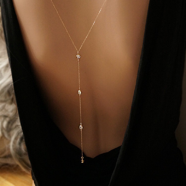 새로운 라인스톤 섹시 여성 백 체인 목걸이 비키니 비치 - Body Jewelry Bra 리뷰 및 가격
