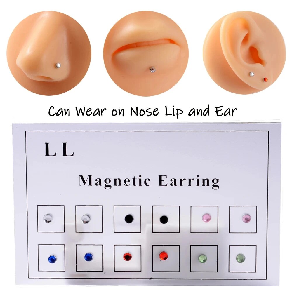 12PCS/카드 가짜 사기꾼 비 피어싱 자석 귀 Tra - Body Jewelry And Earrings 리뷰 및 가격