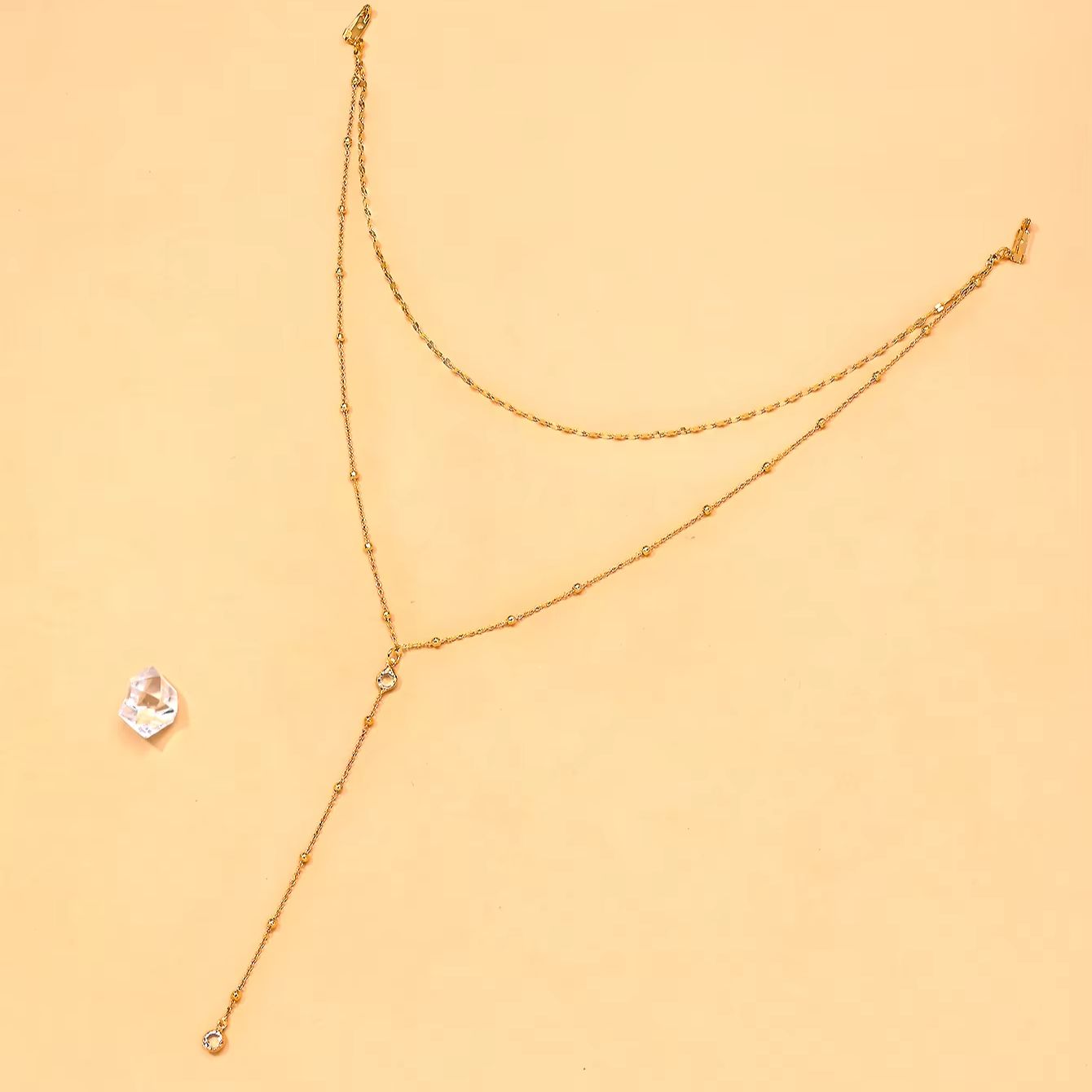 섬세한 금도금 CZ 비즈 백드롭 체인 목걸이 (여성용  - Body Jewelry For Backless Dress 리뷰 및 가격