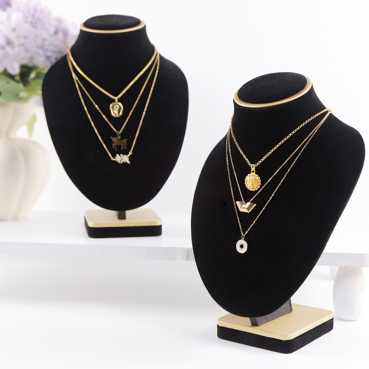 블랙 벨벳 보석 마네킹, 사실적인 스택형 목걸이 디스플 - Body Jewelry Stores 리뷰 및 가격