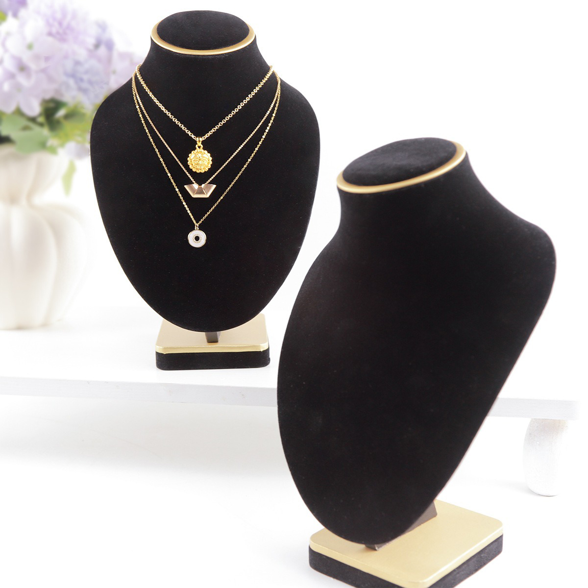 블랙 벨벳 보석 마네킹, 사실적인 스택형 목걸이 디스플 - Body Jewelry Stores 리뷰 및 가격