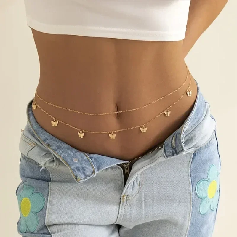 여성을위한 새로운 매력 섹시한 더블 레이어 나비 체인  - Body Jewelry Ends 리뷰 및 가격