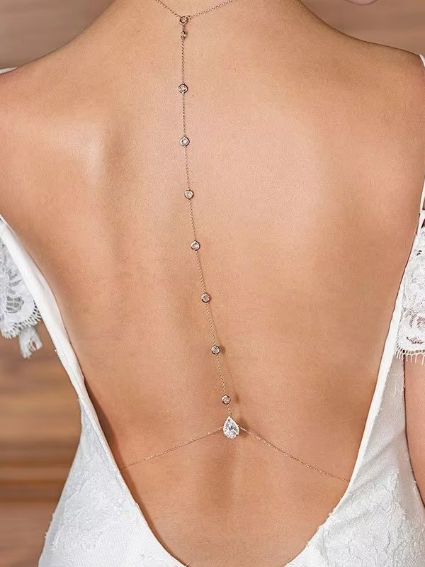 골드 실버 눈물방울 크리스탈 백 체인 목걸이 라리어트  - Body Jewelry For Backless Dress 리뷰 및 가격