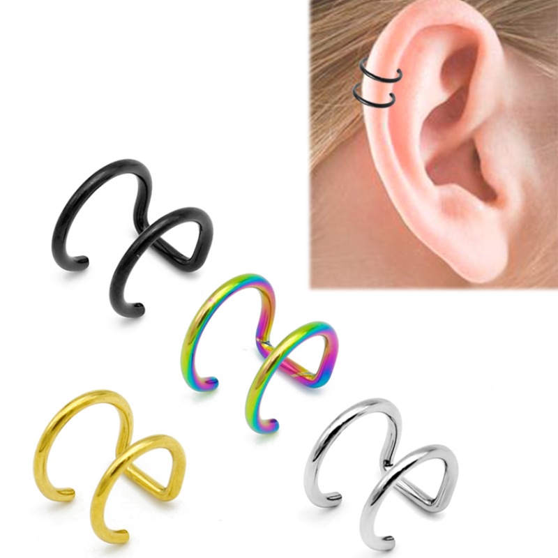 2개 세트 316L 스테인리스 스틸 클립형 이어커프 헬 - Body Jewelry And Earrings 리뷰 및 가격