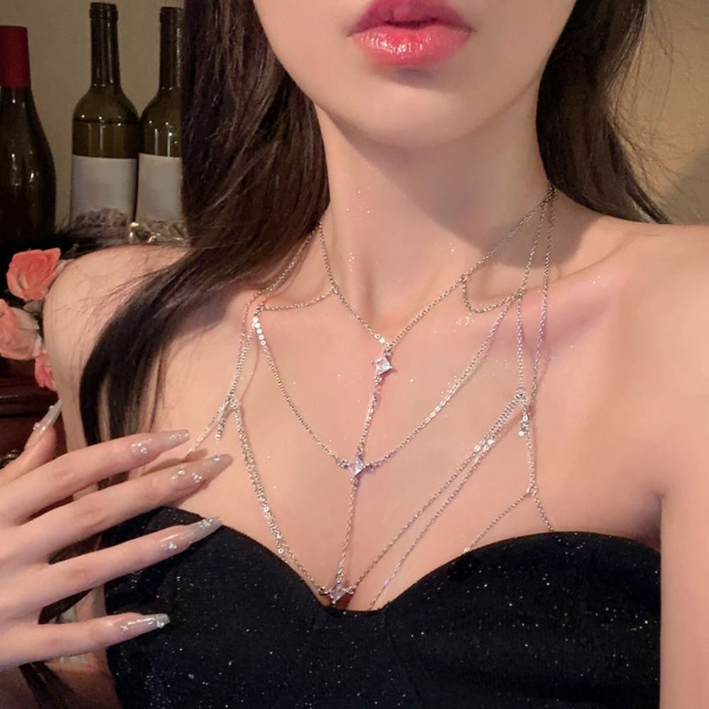 바디 주얼리 글리터 라인스톤 버스트 체인 멀티레이어 섹 - Body Jewelry Trend 리뷰 및 가격