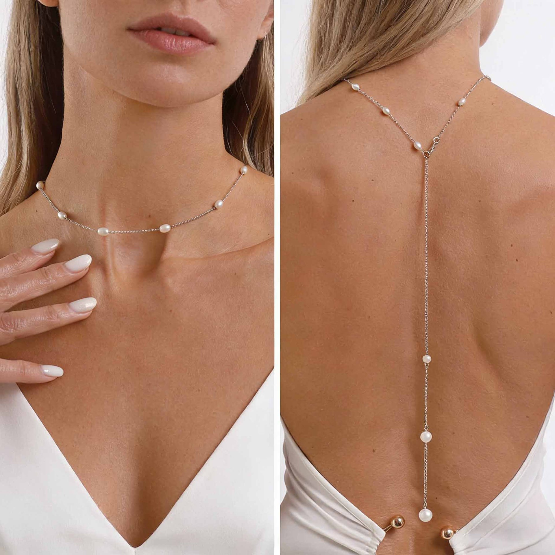 우아한 백드롭 목걸이, 인조 진주 장식, 백리스 웨딩드 - Body Jewelry For Backless Dress 리뷰 및 가격