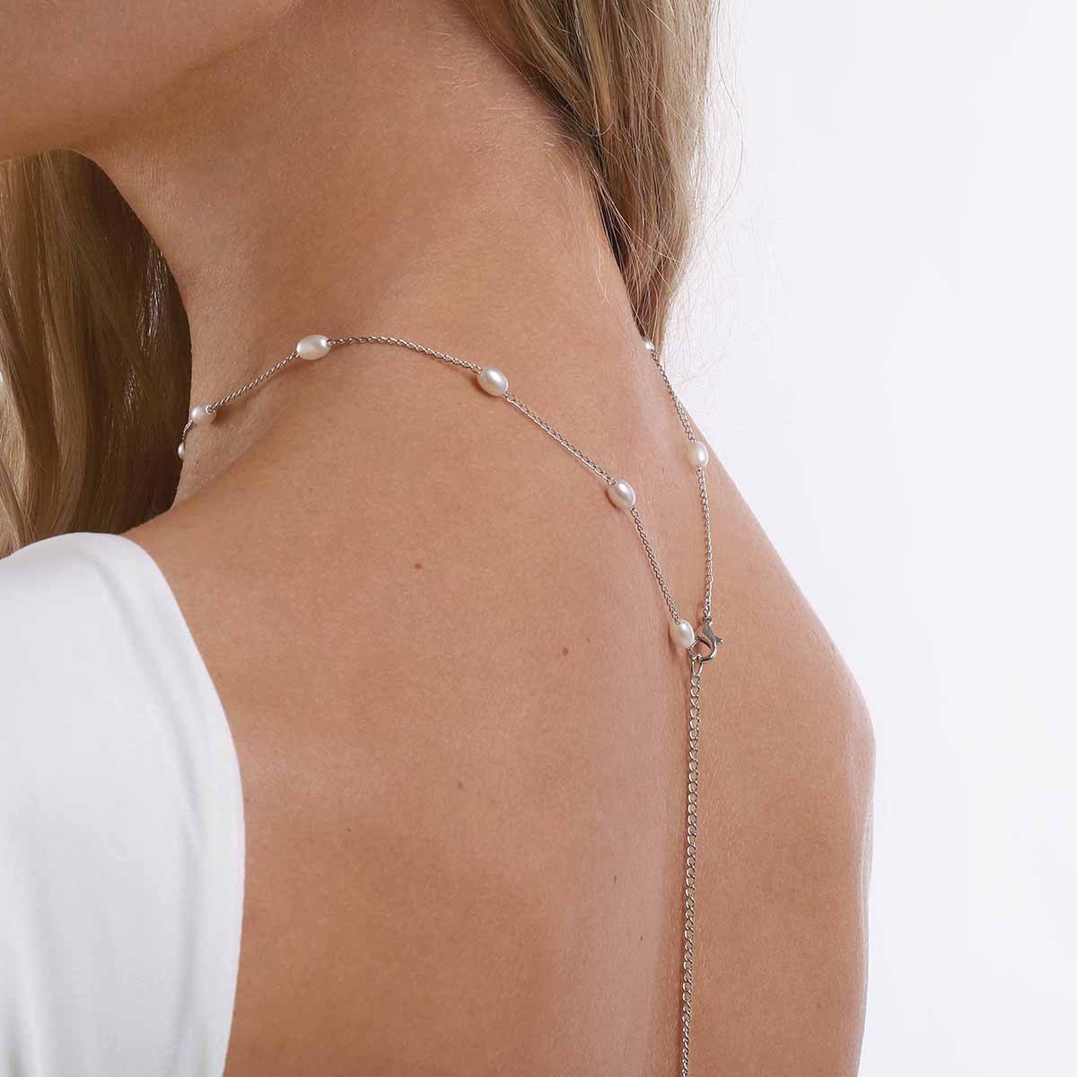 우아한 백드롭 목걸이, 인조 진주 장식, 백리스 웨딩드 - Body Jewelry For Backless Dress 리뷰 및 가격