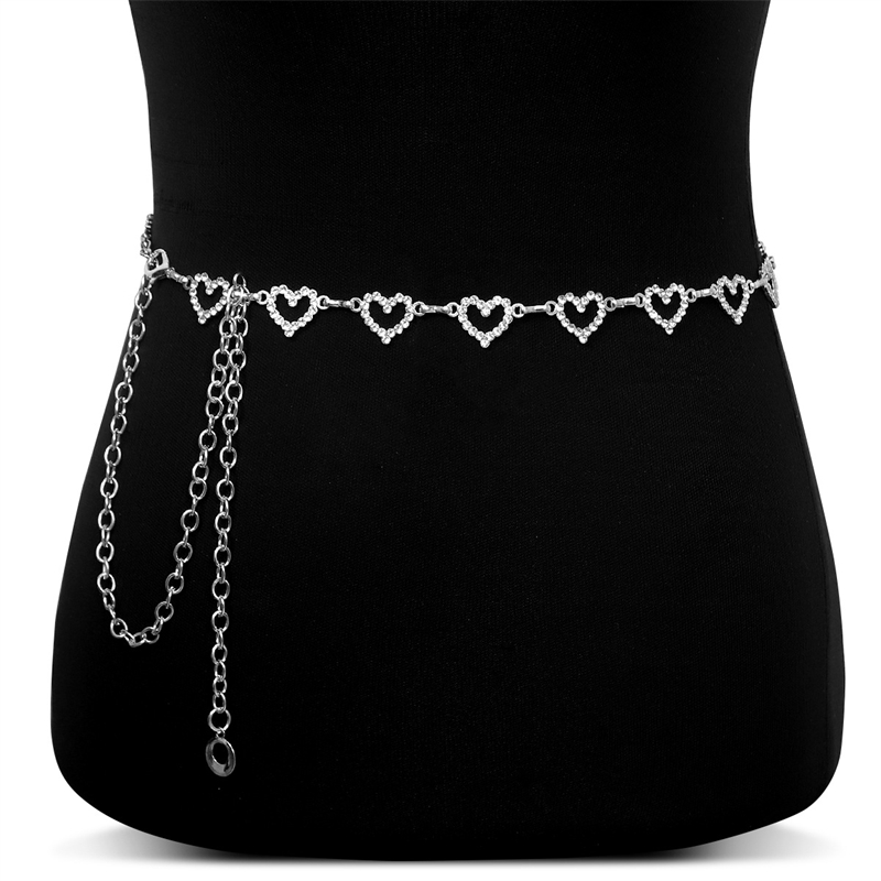 여성용 패션 라인스톤 하트 허리 체인, 조절 가능한 바 - Body Jewelry Ends 리뷰 및 가격