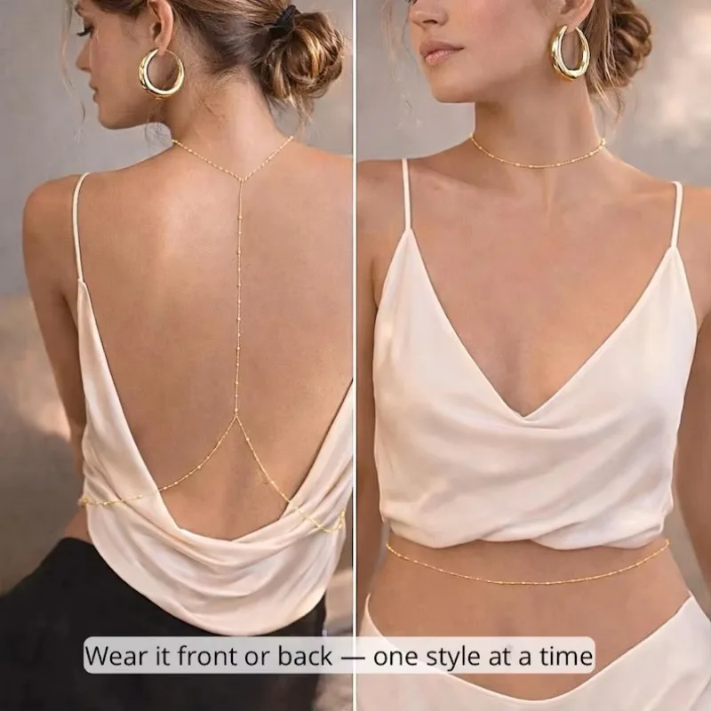 앙증맞은 레이어드 백 스트랜드 바디 체인, 고급 비즈  - Body Jewelry For Backless Dress 리뷰 및 가격