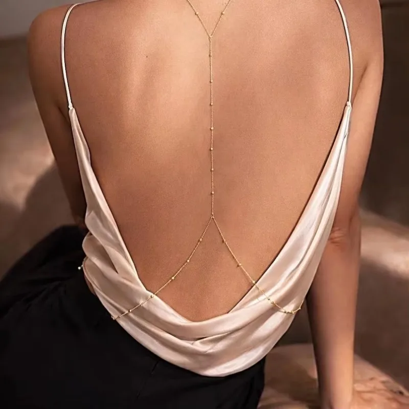 앙증맞은 레이어드 백 스트랜드 바디 체인, 고급 비즈  - Body Jewelry For Backless Dress 리뷰 및 가격