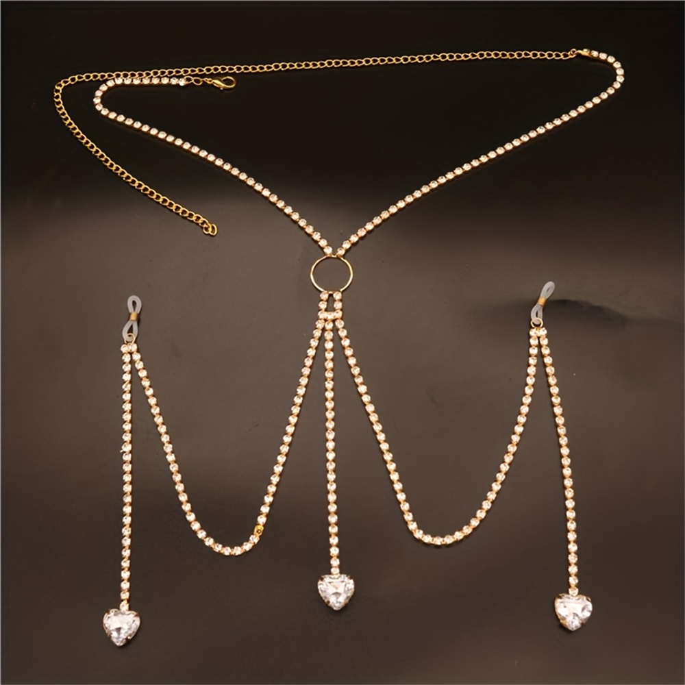 빛나는 라인스톤 물방울 하트 모양 바디 체인, 절묘한  - Body Jewelry Bra 리뷰 및 가격
