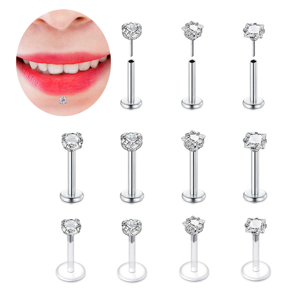 4개입 16G 립 스터드 하트 모양 CZ 크리스탈 라브 - Body Jewelry And Earrings 리뷰 및 가격
