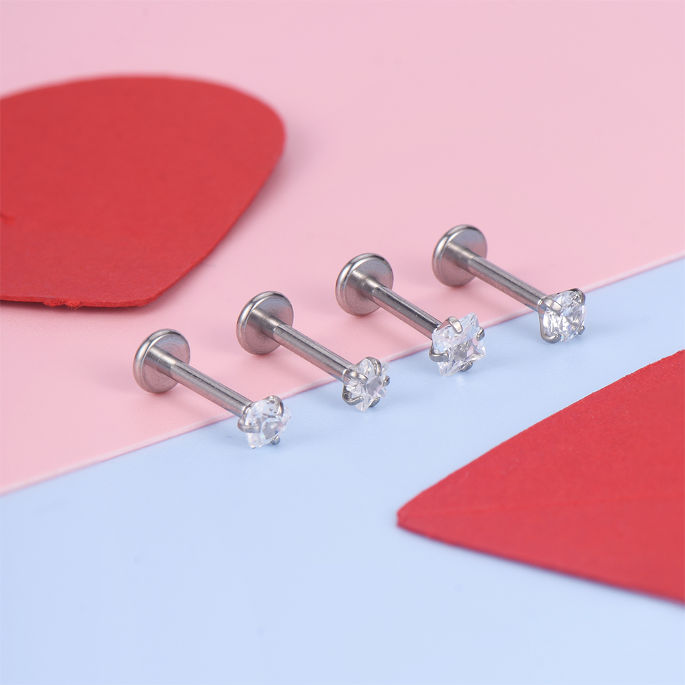 4개입 16G 립 스터드 하트 모양 CZ 크리스탈 라브 - Body Jewelry And Earrings 리뷰 및 가격
