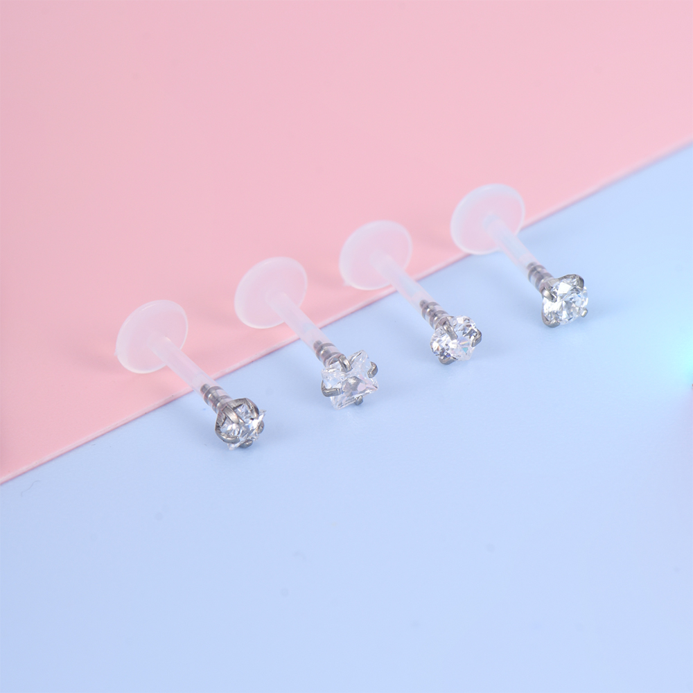 4개입 16G 립 스터드 하트 모양 CZ 크리스탈 라브 - Body Jewelry And Earrings 리뷰 및 가격