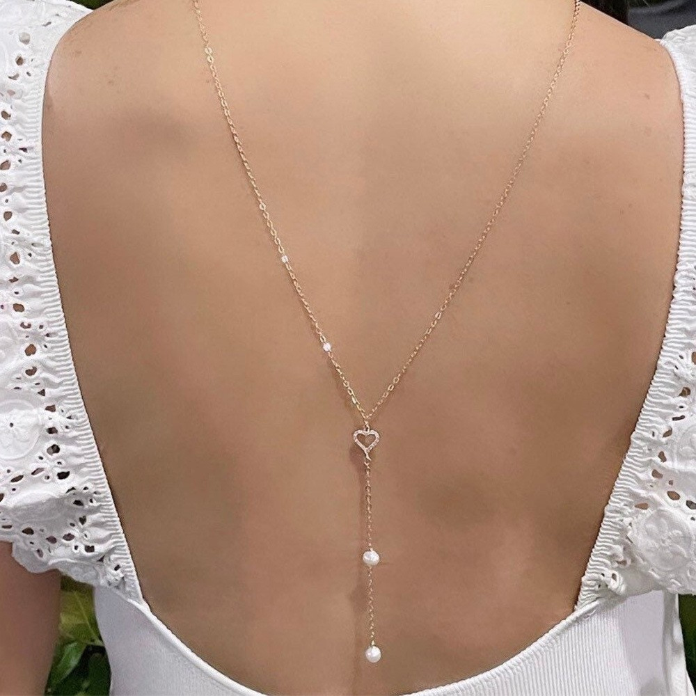 홀로우 하트 브라이덜 백 체인 주얼리 웨딩 드레스 액세 - Body Jewelry For Backless Dress 리뷰 및 가격