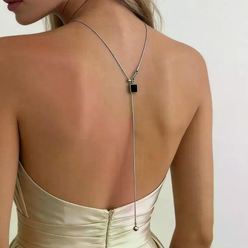 여성용 반짝이는 진주 백 체인 목걸이, 롱 드롭 백리스 - Body Jewelry For Backless Dress 리뷰 및 가격
