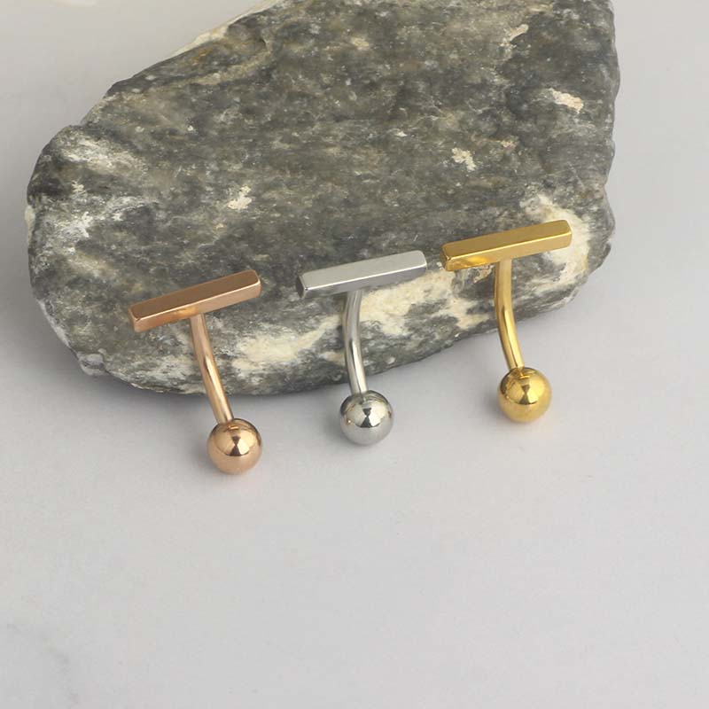 섹시한 매달려 배꼽 배꼽 반지 스테인레스 스틸 더블 T - Body Jewelry Co 리뷰 및 가격
