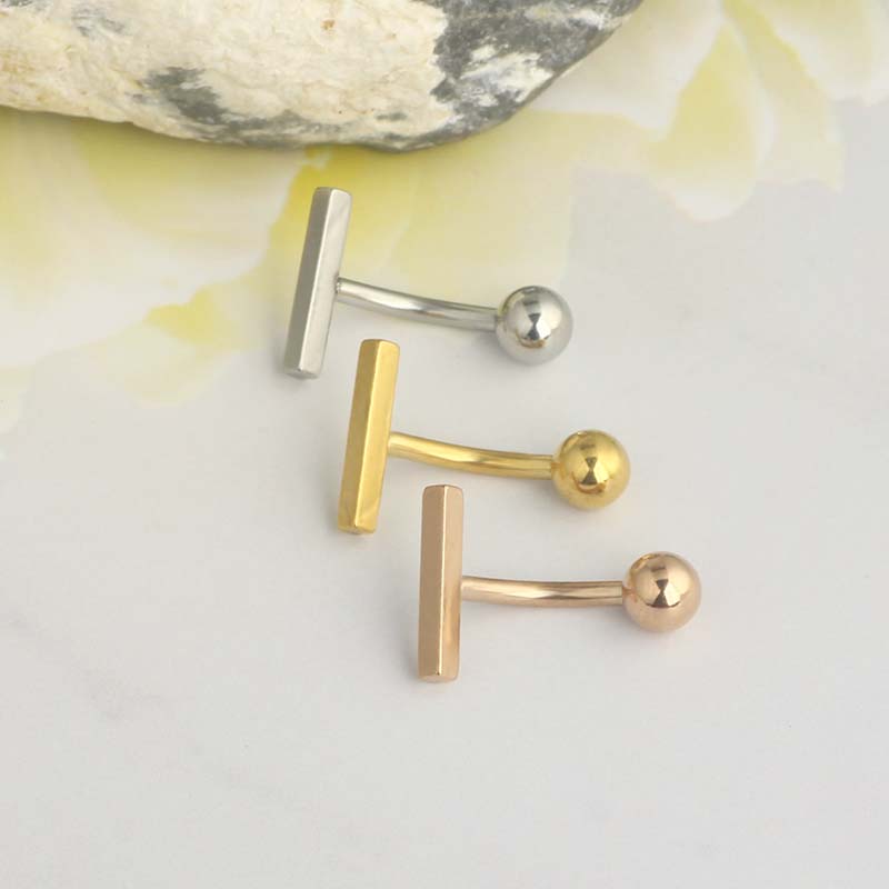 섹시한 매달려 배꼽 배꼽 반지 스테인레스 스틸 더블 T - Body Jewelry Co 리뷰 및 가격