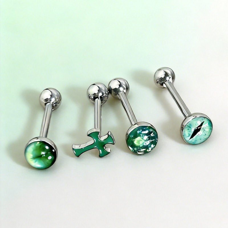 1개 고품질 트렌디 그린 스파클링 크로스 매직 퓨필 티 - Body Jewelry Titanium 리뷰 및 가격