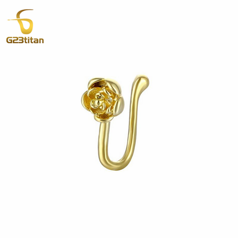 1개 크리스탈 구리 로즈 코 클립 U자형 가짜 피어싱  - Body Jewelry And Earrings 리뷰 및 가격
