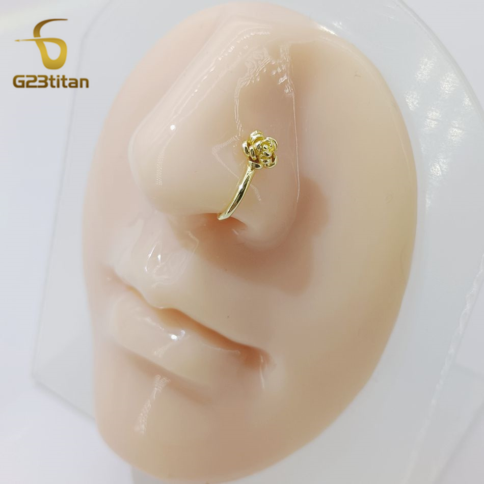 1개 크리스탈 구리 로즈 코 클립 U자형 가짜 피어싱  - Body Jewelry And Earrings 리뷰 및 가격