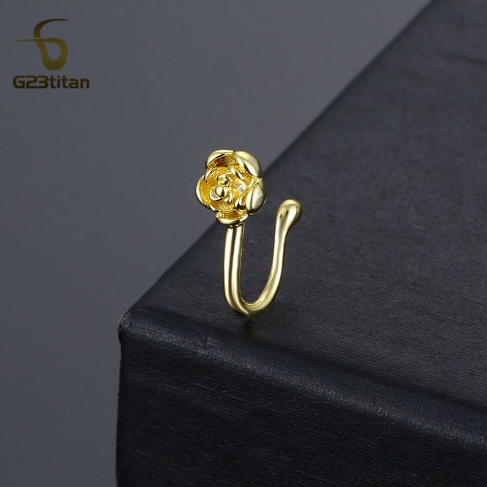 1개 크리스탈 구리 로즈 코 클립 U자형 가짜 피어싱  - Body Jewelry And Earrings 리뷰 및 가격