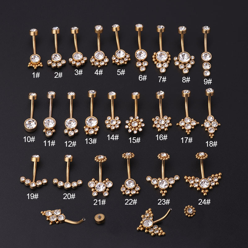 지르콘 골든 배꼽 링 스테인리스 스틸 피어싱 14G 로 - Body Jewelry Titanium 리뷰 및 가격