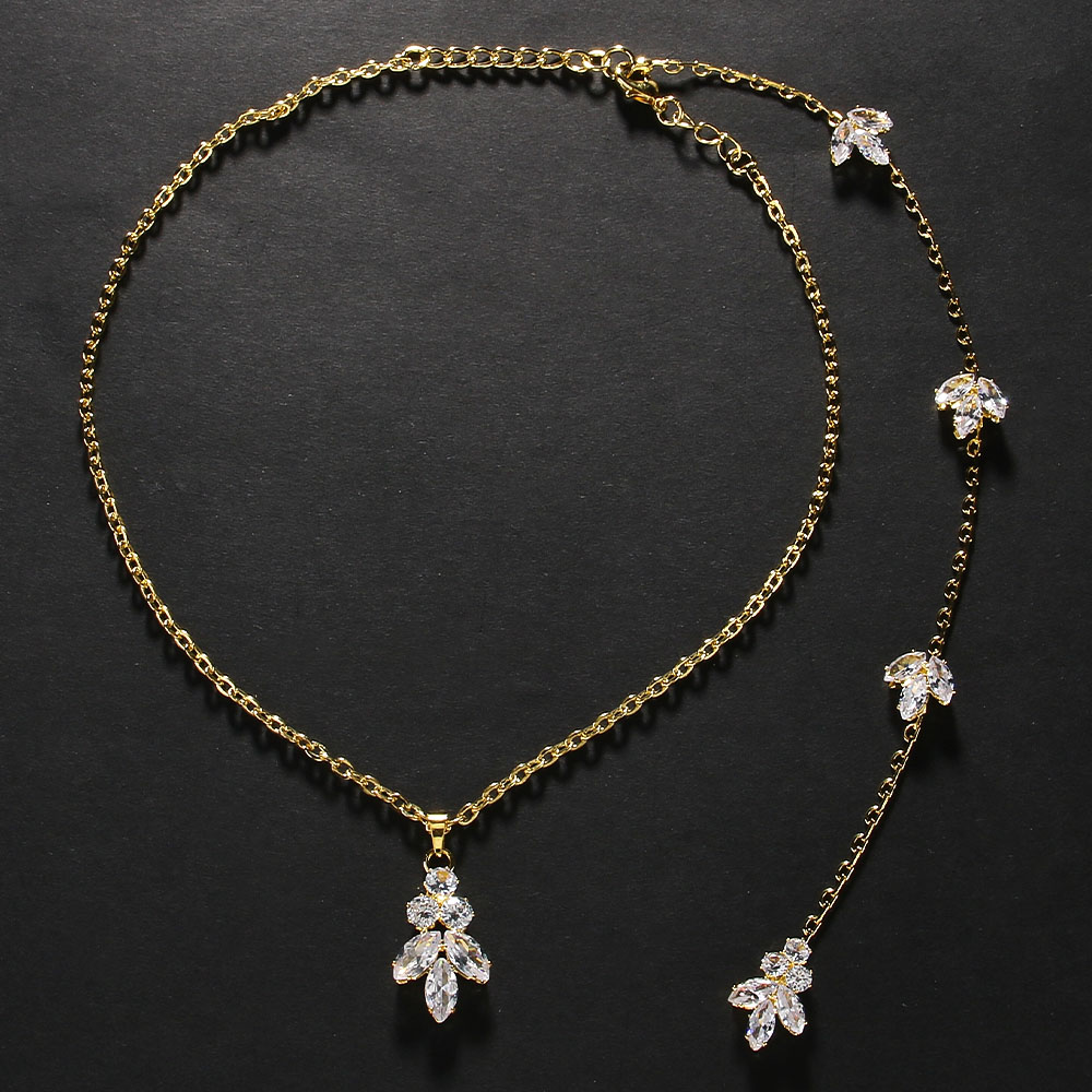 여성용 백드롭 목걸이 골드 크리스탈 리프 펜던트 신부용 - Body Jewelry For Backless Dress 리뷰 및 가격